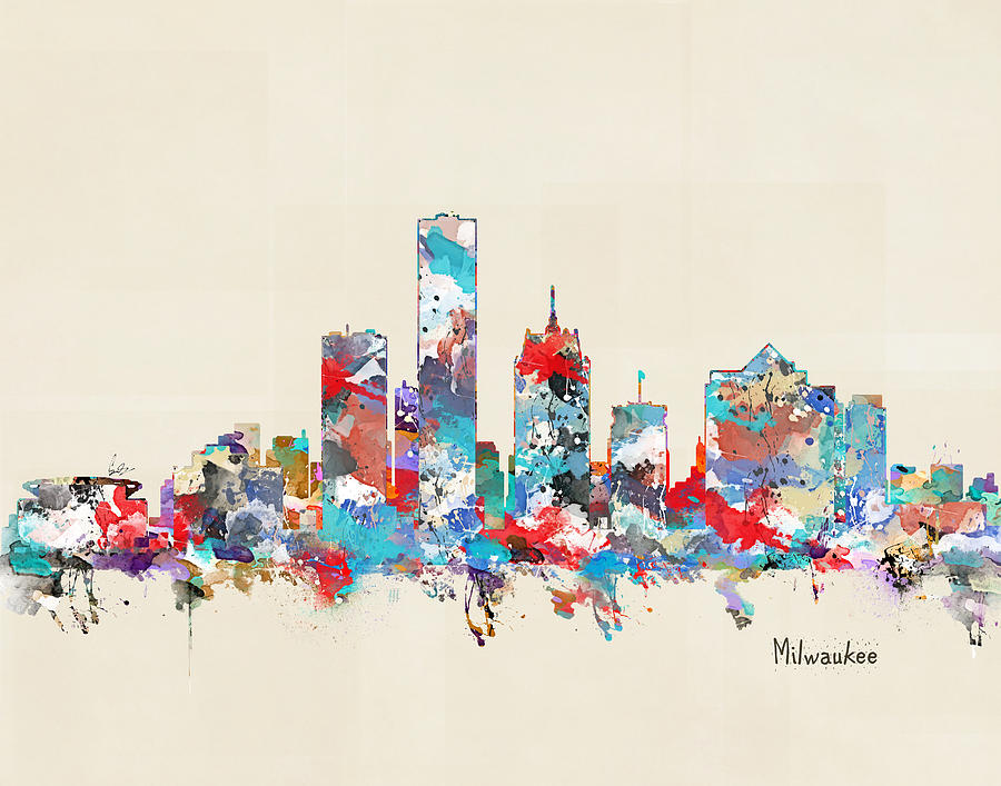 Milwaukee Skyline Painting - Milwaukee Wisconsin by Bri Buckley