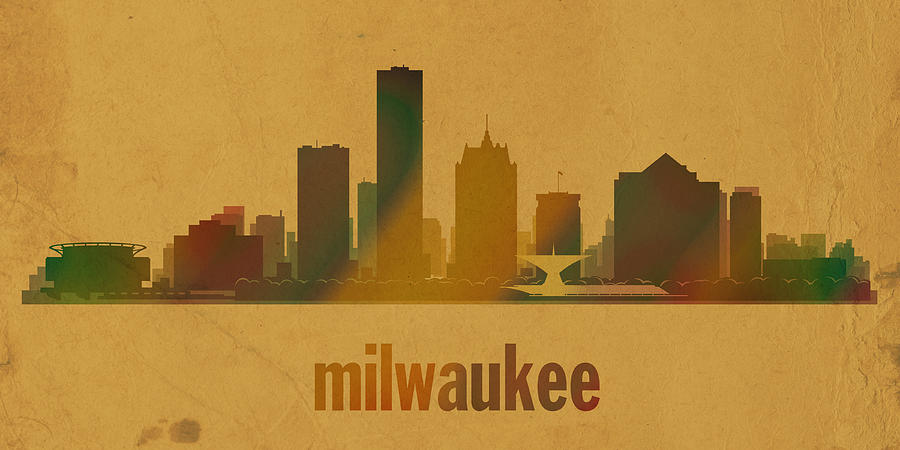 Milwaukee Mixed Media - Milwaukee Wisconsin City Skyline Watercolor On Parchment by Design Turnpike