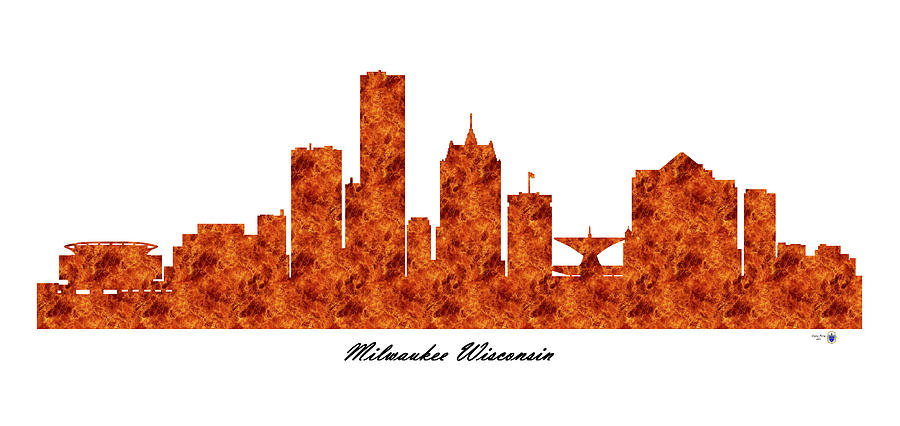 Milwaukee Wisconsin Raging Fire Skyline Digital Art by Gregory Murray
