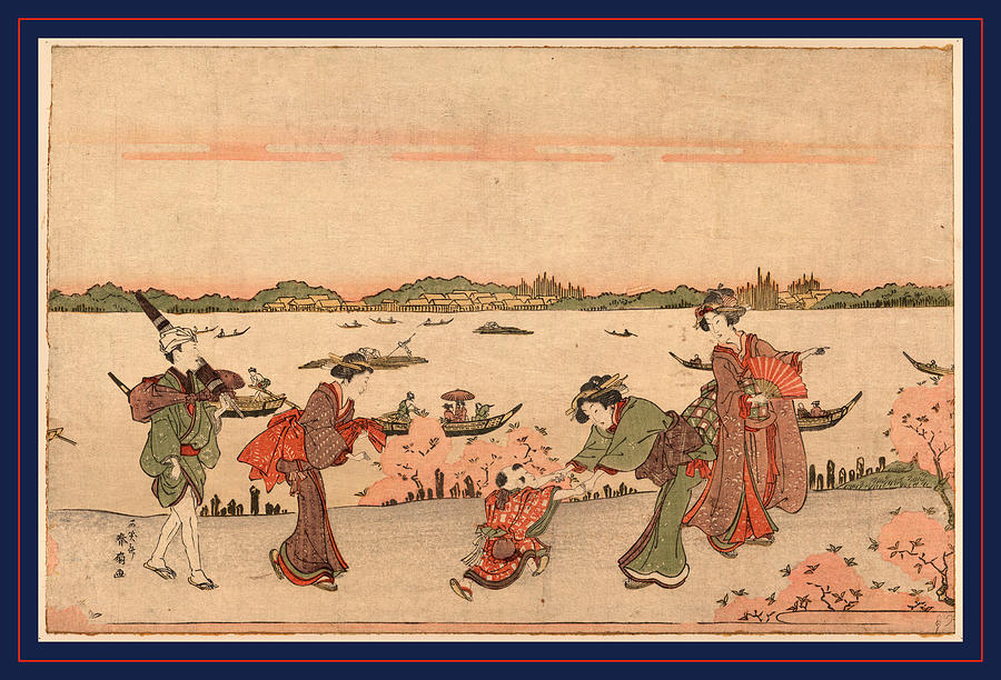 Tree Drawing - Mimeguri No Hanami by Katsukawa Shunsen (1762-1830), Japanese