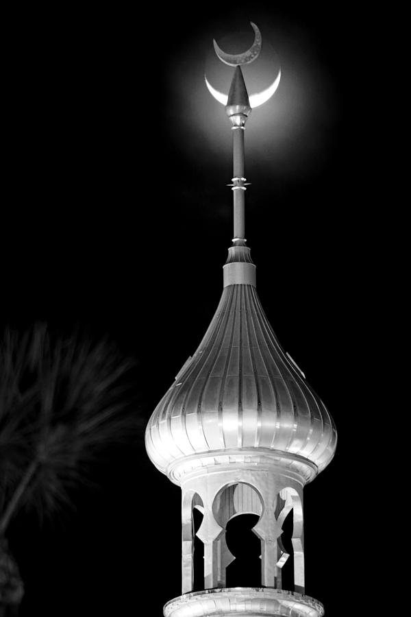 Minaret and Moon over Tampa Photograph by Daniel Woodrum