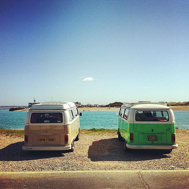 Vintage Photograph - Mine And My Dads Buses Down The Beach by Jimmy Lindsay