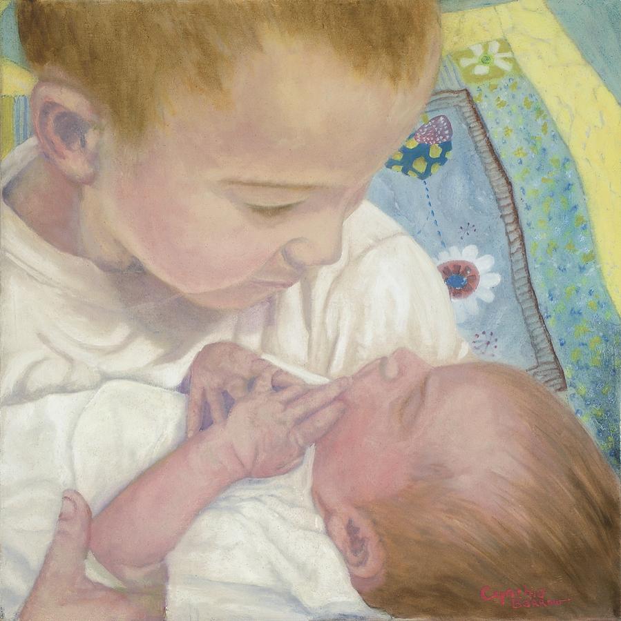 Brothers Painting - Mine Forever by Cynthia Barrow