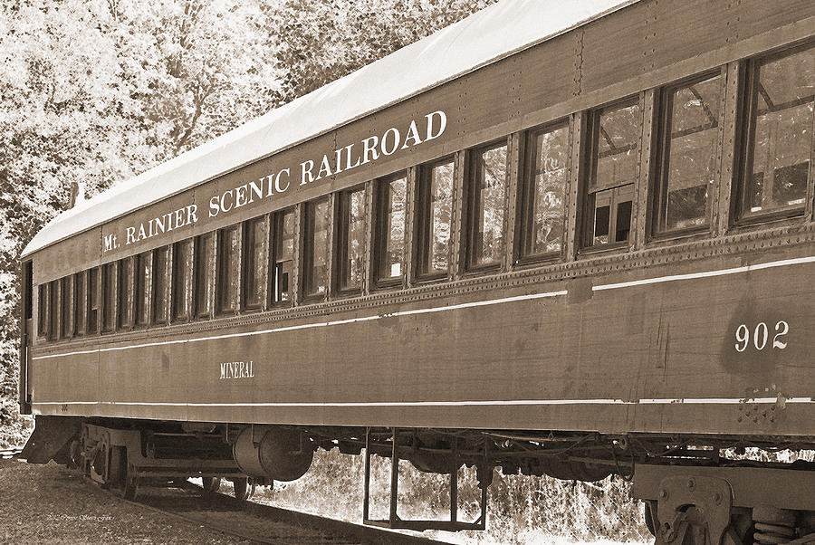 Mineral 902 Vintage Passenger Train in Sepia Photograph by Connie Fox