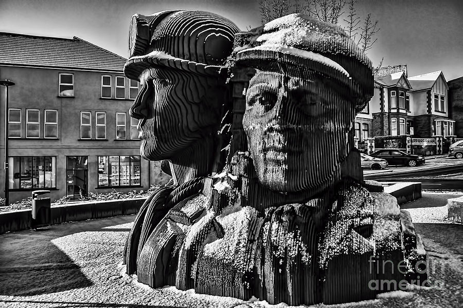 Miners In The Snow 1 Mono Photograph by Steve Purnell