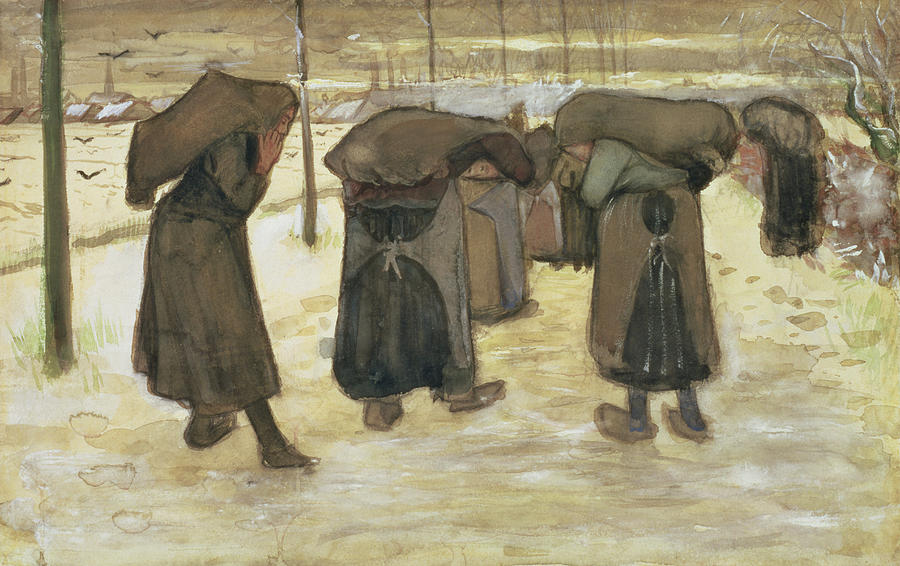 Miners Wives Carrying Sacks Of Coal Painting by Vincent van Gogh