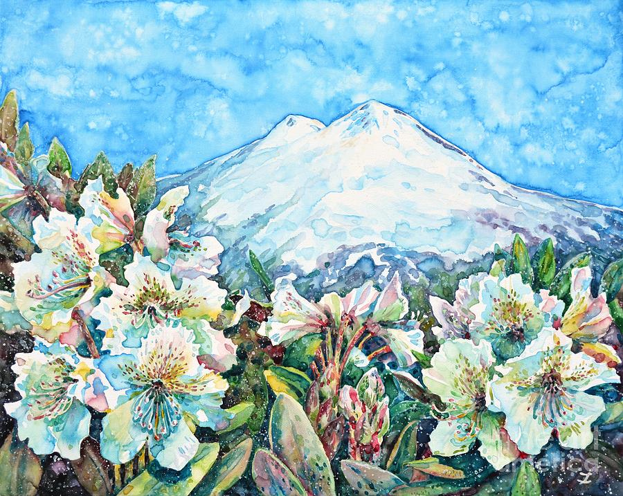 Mingi Taw. On a Bed of Rhododendrons Painting by Zaira Dzhaubaeva
