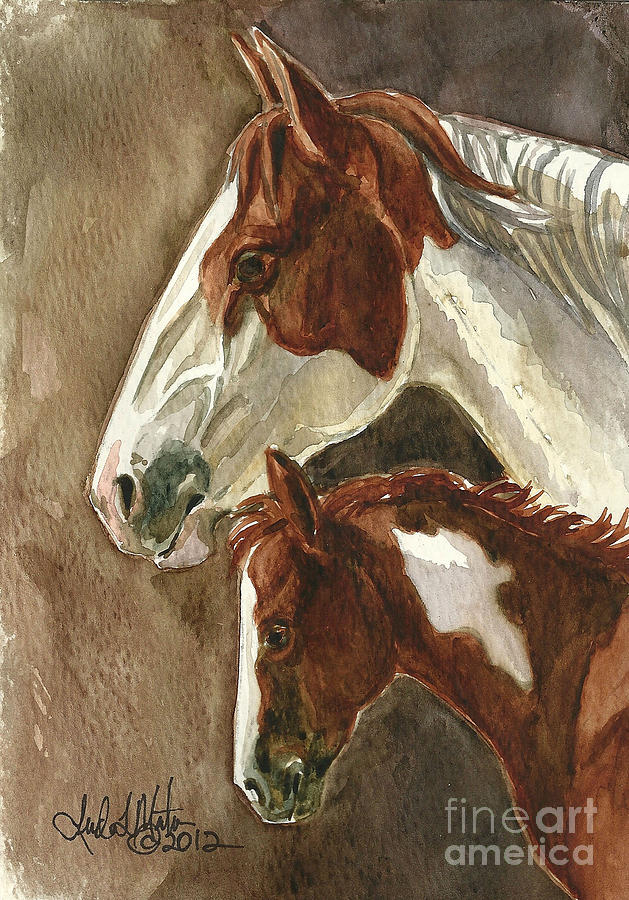 Wild Stallion Painting - Mingo and Mimi by Linda L Martin