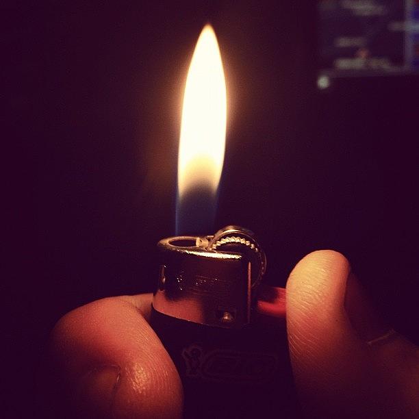 Lighter Photograph - Mini Bic #bic #lighter #flame #fire by Geoff Clarke
