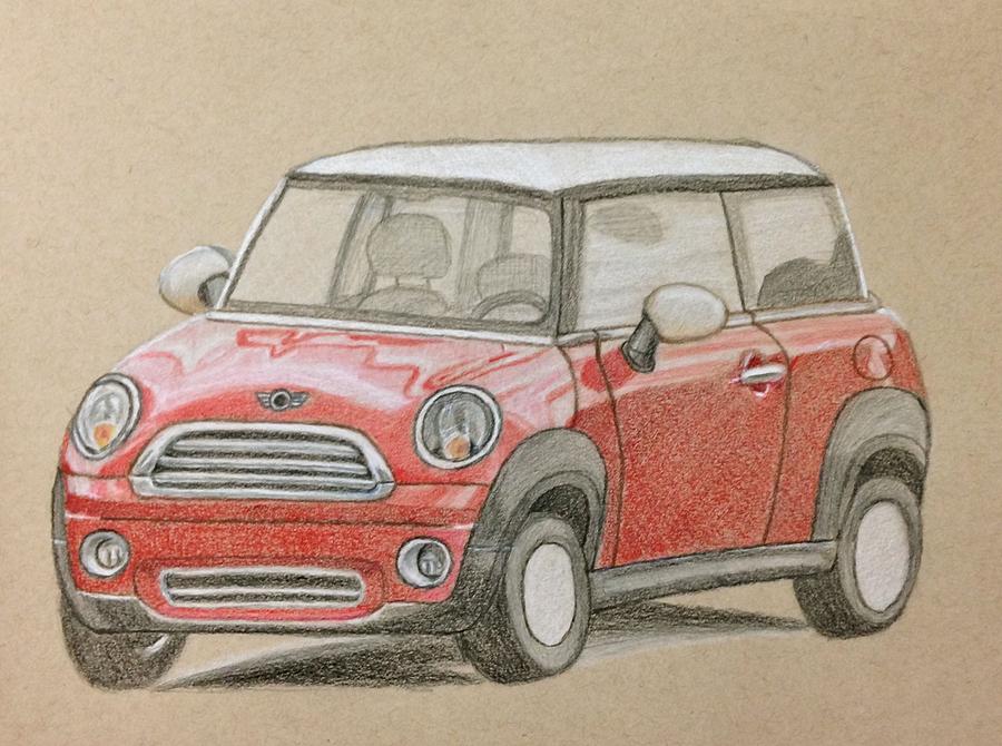 Mini Cooper Drawing by Anuja K - Fine Art America