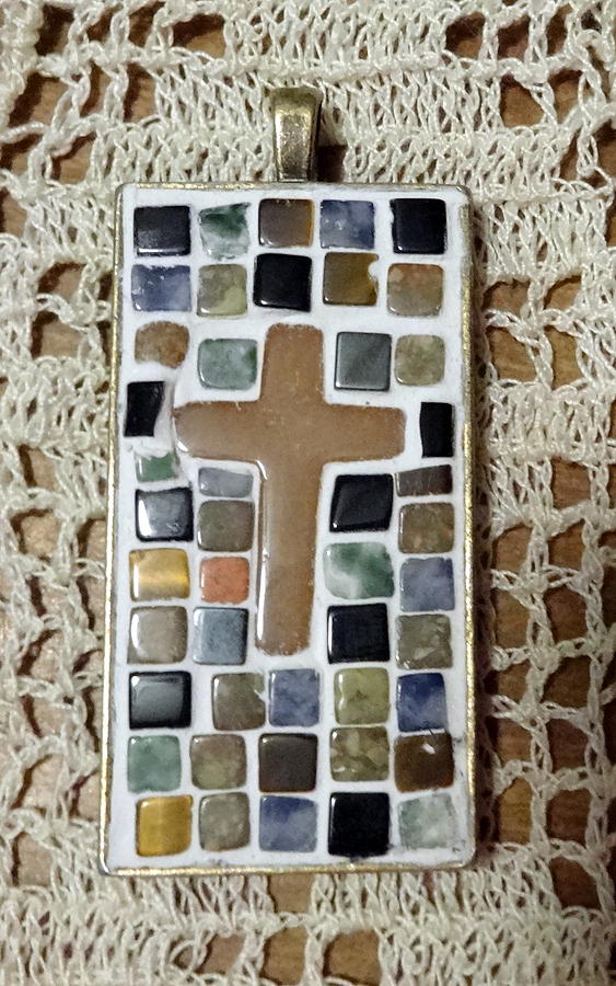Mini Cross Mosaic Pendant 12 Jewelry by Kathleen Luther