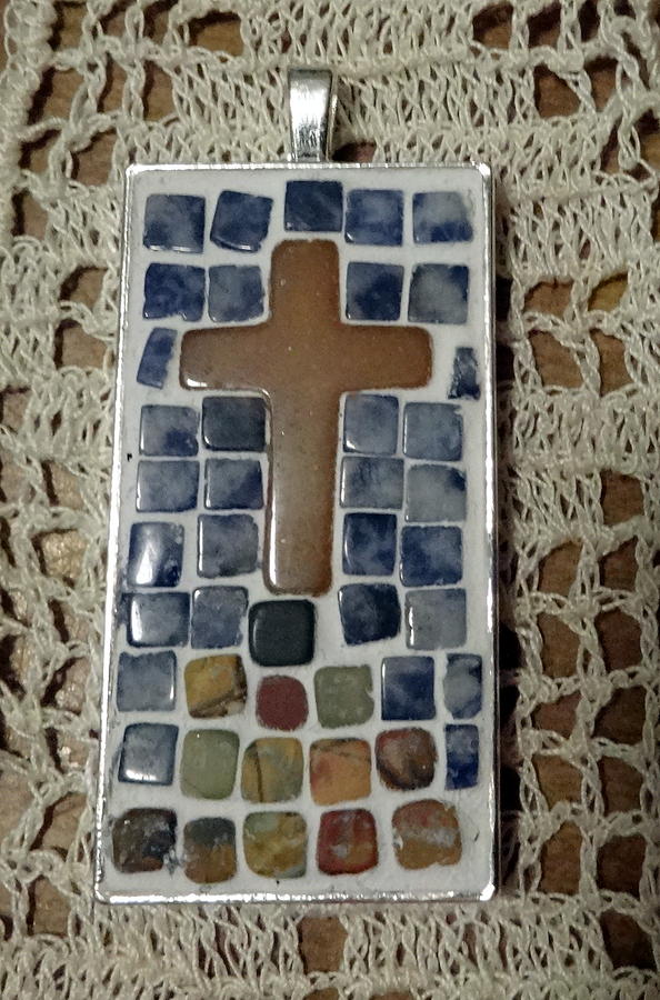 Mini Cross Mosaic Pendant 13 Jewelry by Kathleen Luther
