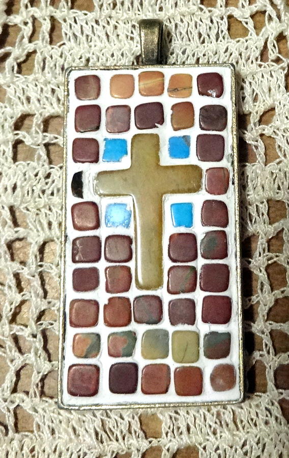Mini Cross Mosaic Pendant 14 Jewelry by Kathleen Luther