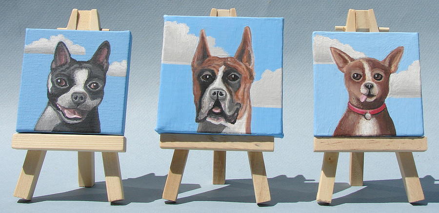 Mini Dog Portraits Painting by Stuart Swartz