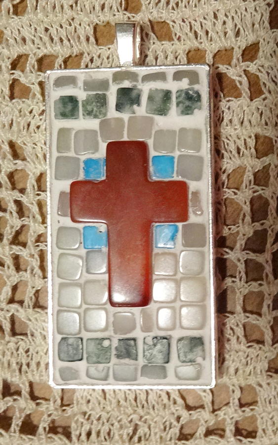 Mini Mosaic Cross Pendant 2 Jewelry by Kathleen Luther