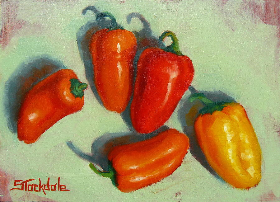 Mini Peppers Study 1 Painting by Margaret Stockdale