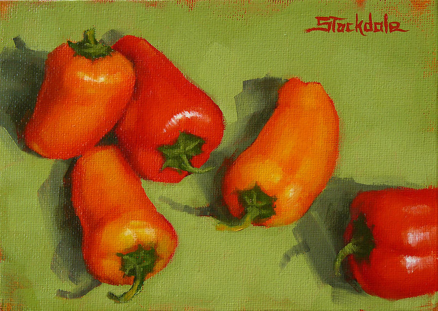 Mini Peppers Study 2 Painting by Margaret Stockdale