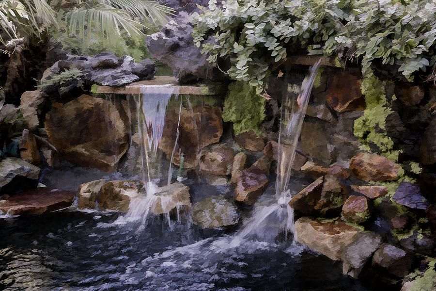 Waterfall Digital Art by Photographic Art by Russel Ray Photos