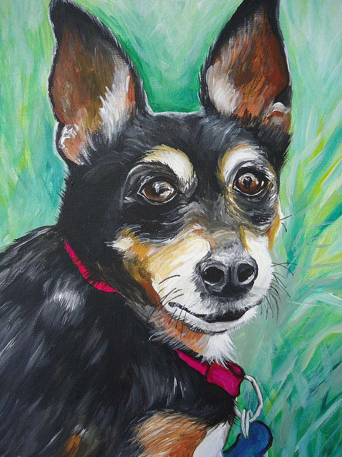Dog Painting - Miniature Pincher by Leslie Manley