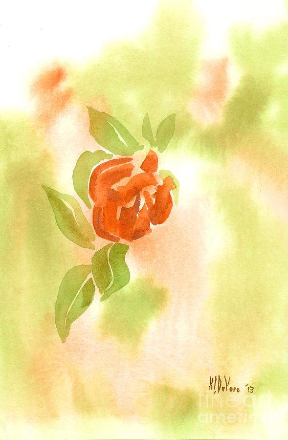 Miniature Red Rose in the Garden Painting by Kip DeVore