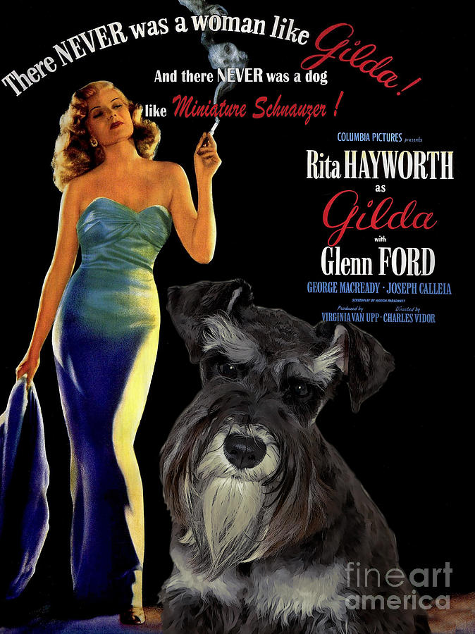 Miniature Schnauzer Art Canvas Print - Gilda Movie Poster Painting by Sandra Sij