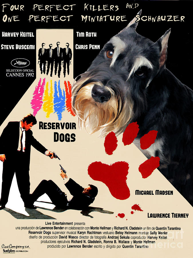 Miniature Schnauzer Art Canvas Print - Reservoir Dogs Movie Poster Painting by Sandra Sij