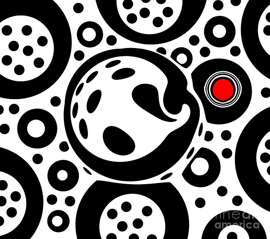 Minimalism Digital Art - Minimalism Geometric Black White Red Art No.163 by Drinka Mercep