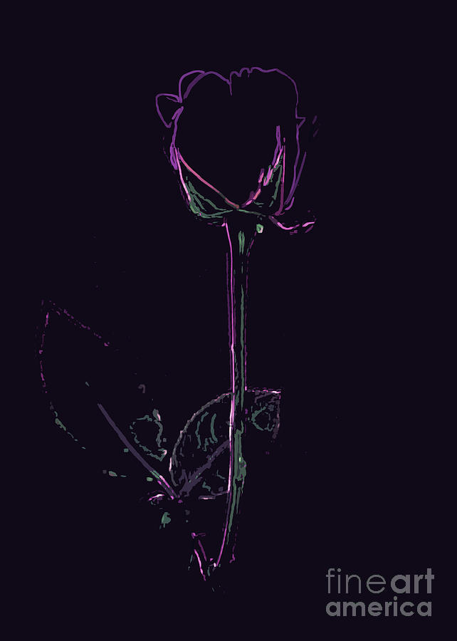 Rose Digital Art - Minimalist Purple Rose by Minding My  Visions by Adri and Ray