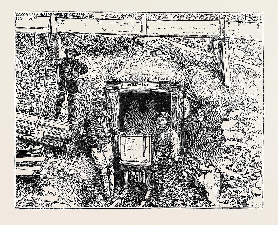 Mining Tunnel, Williams Creek, Cariboo Drawing by English School Fine