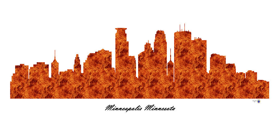Minneapolis Minnesota Raging Fire Skyline Digital Art by Gregory Murray