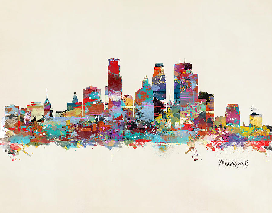 Skyline Painting - Minneapolis Skyline by Bri Buckley