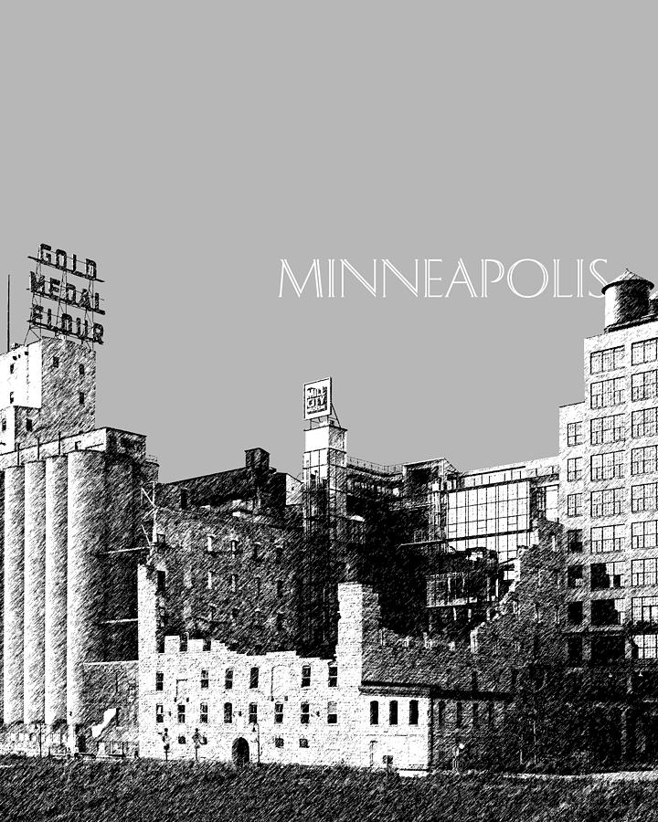 Minneapolis Skyline Mill City Museum - Silver Digital Art by DB Artist