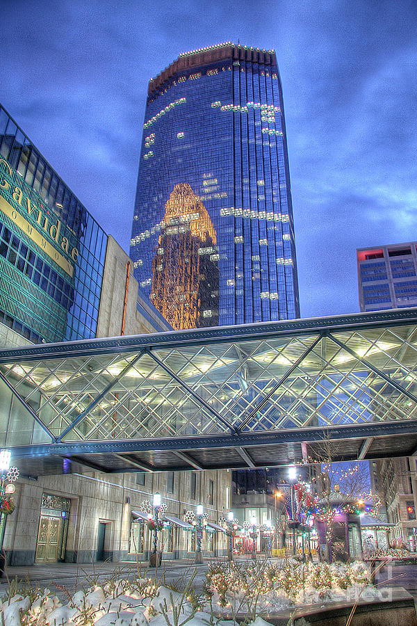 Minneapolis Skyline Photograph - Minneapolis Skyline Photography Nicollet Mall Winter Evening by Wayne Moran