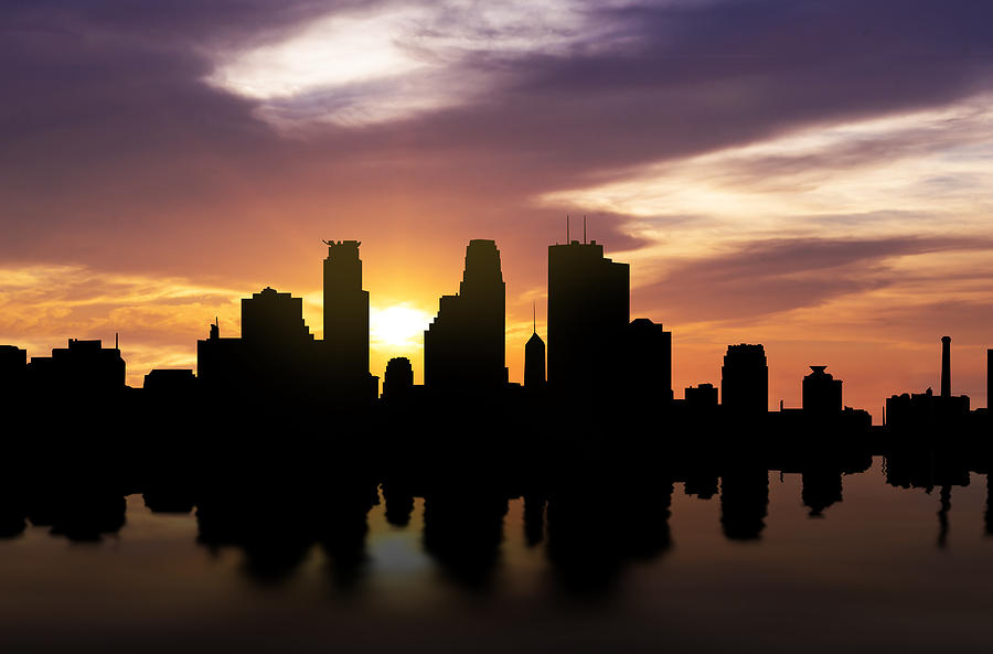 Minneapolis Sunset Skyline Photograph