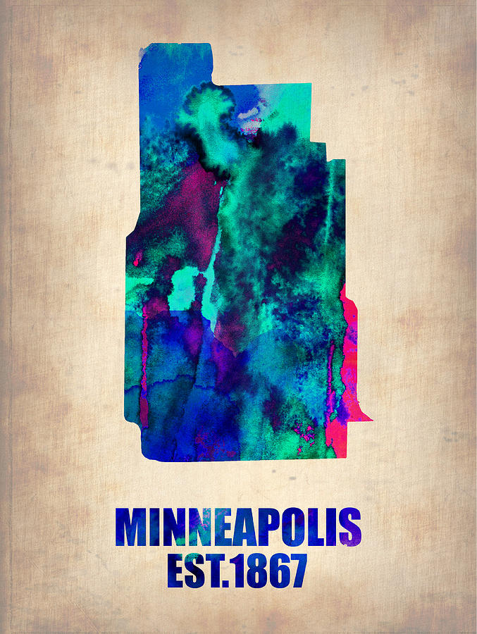 Map Painting - Minneapolis Watercolor Map by Naxart Studio