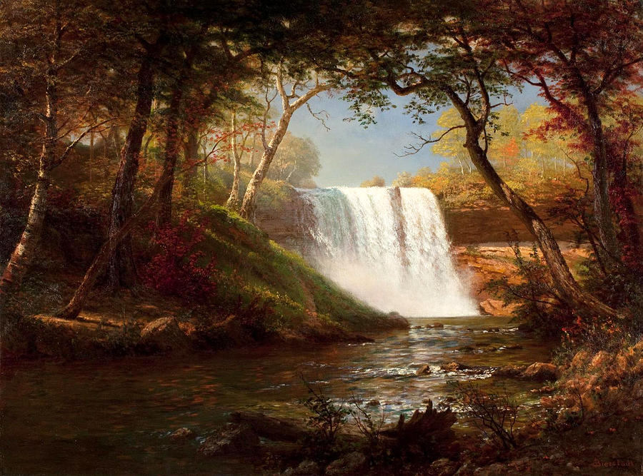 Albert Bierstadt  Painting - Minnehaha Falls by Albert Bierstadt