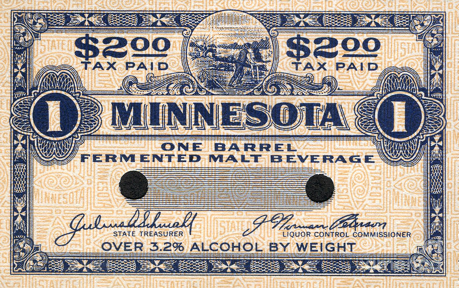 Minnesota Beer Tax Stamp Photograph by Jon Neidert