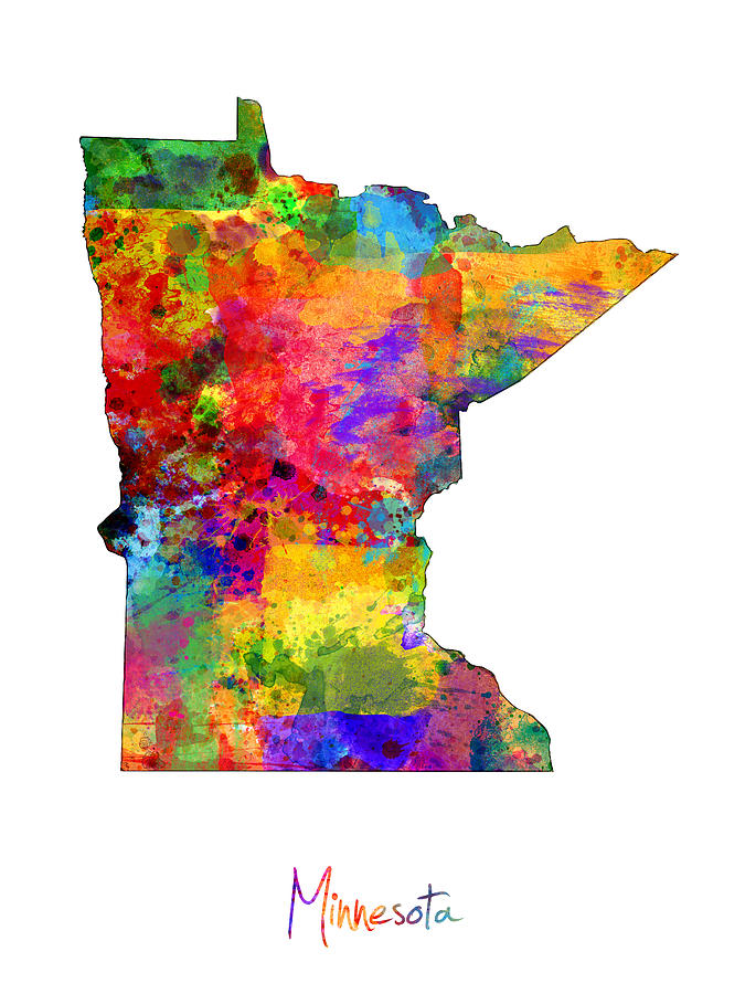 Minnesota Map Digital Art by Michael Tompsett