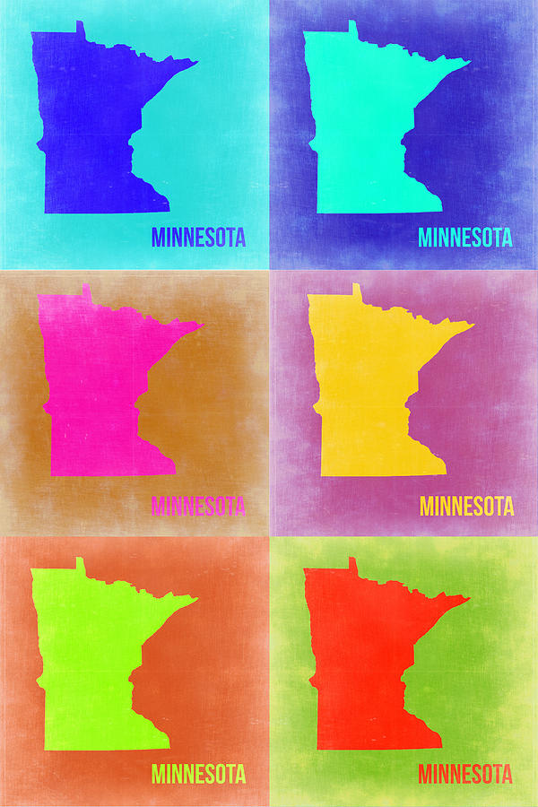 Minnesota Map Painting - Minnesota Pop Art Map 2 by Naxart Studio