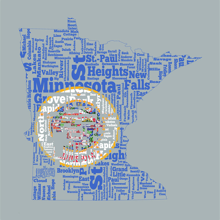 Minnesota State Flag Word Cloud Digital Art by Brian Reaves