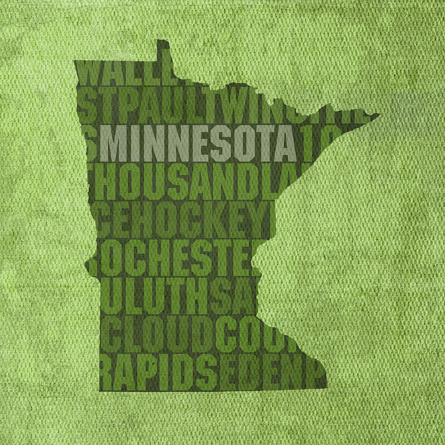 Minnesota Word Art State Map on Canvas Mixed Media by Design Turnpike
