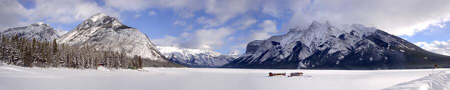 Lake Minnewanka Winter Morning Panorama - Banff National Park, Alberta, Canada Photograph by Ian McAdie