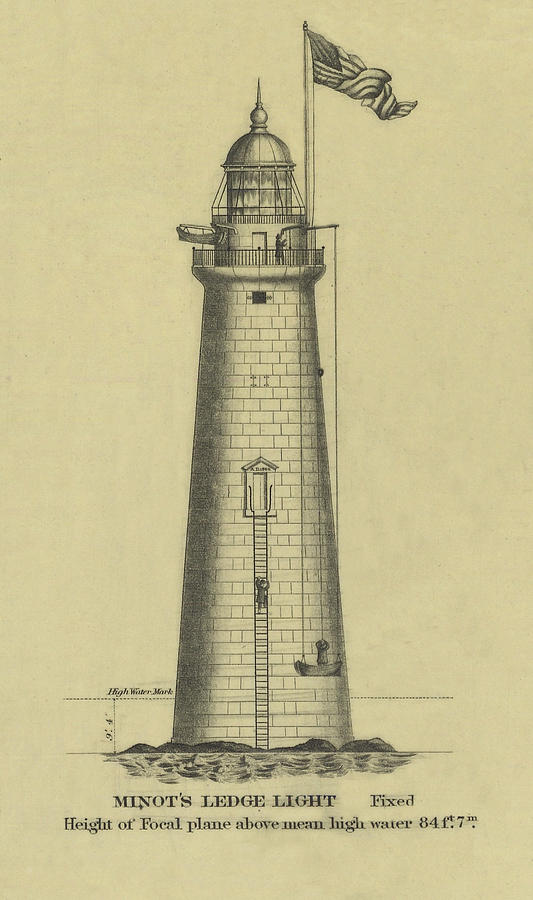Minots Ledge Lighthouse #2 Drawing by Jerry McElroy