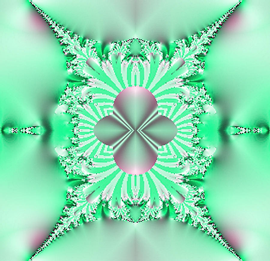 Mint Green with Rose Balanced Abstract. Digital Art by Linda Phelps