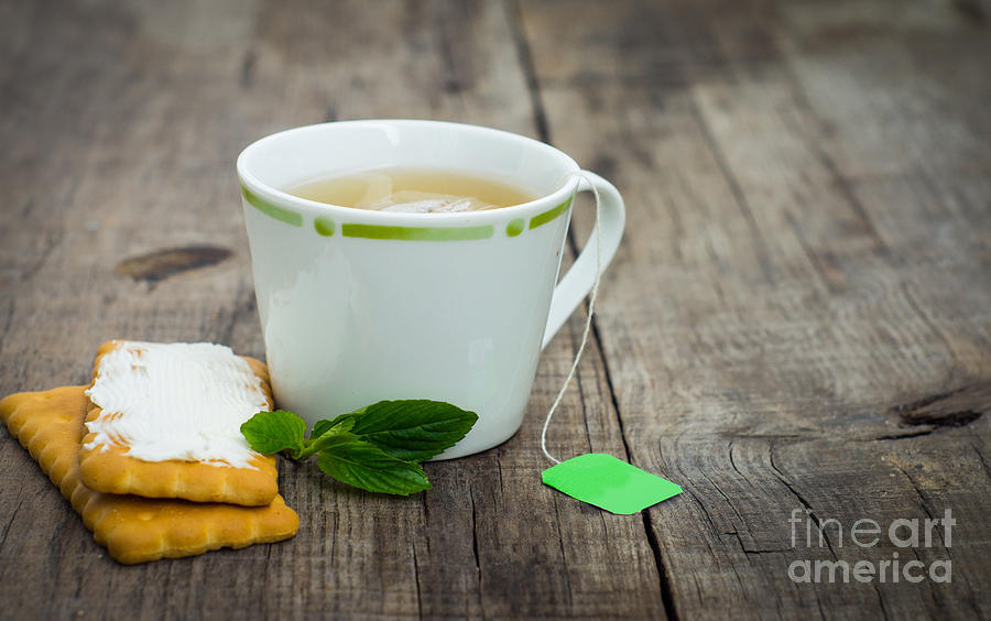 Tea Photograph - Mint Tea with cookie by Aged Pixel