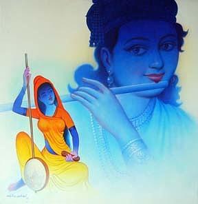 Mira Krishna Painting by Milind Shimpi