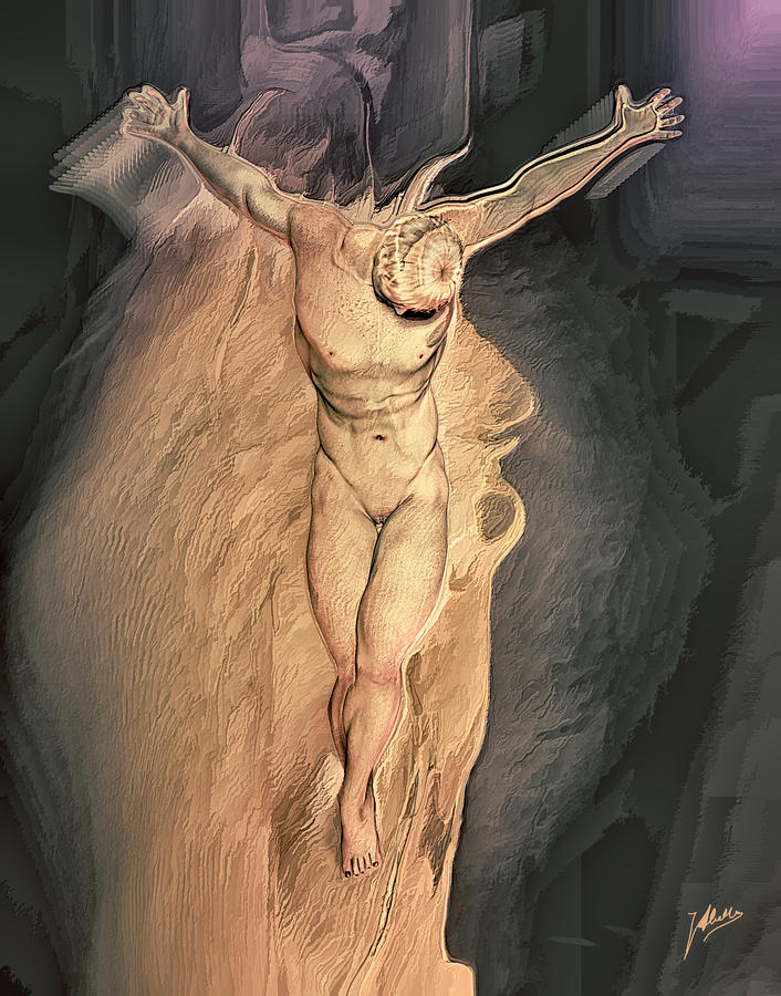 Hermaphrodite Digital Art - Hermaphrodite crucified by Quim Abella