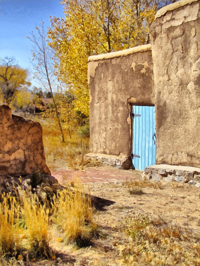 Morada de Taos with Blue Door Photograph by Ann Powell