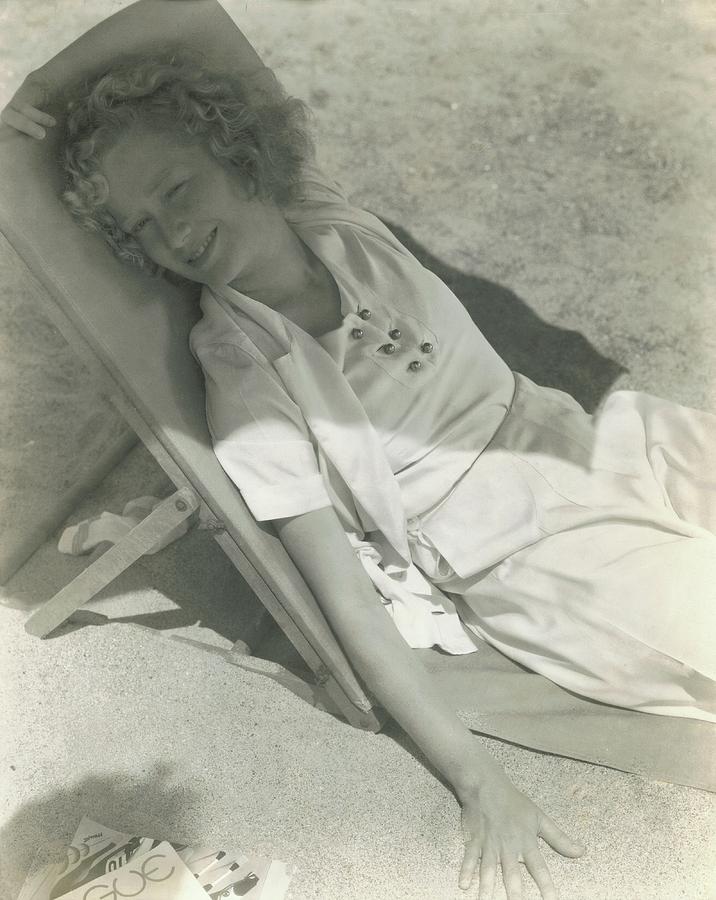 Miriam Hopkins Reclining On A Beach Photograph by Edward Steichen