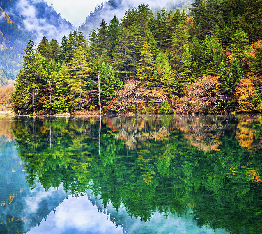 Mirror Lake, Jiuzhaigou National Park Photograph by Feng Wei Photography